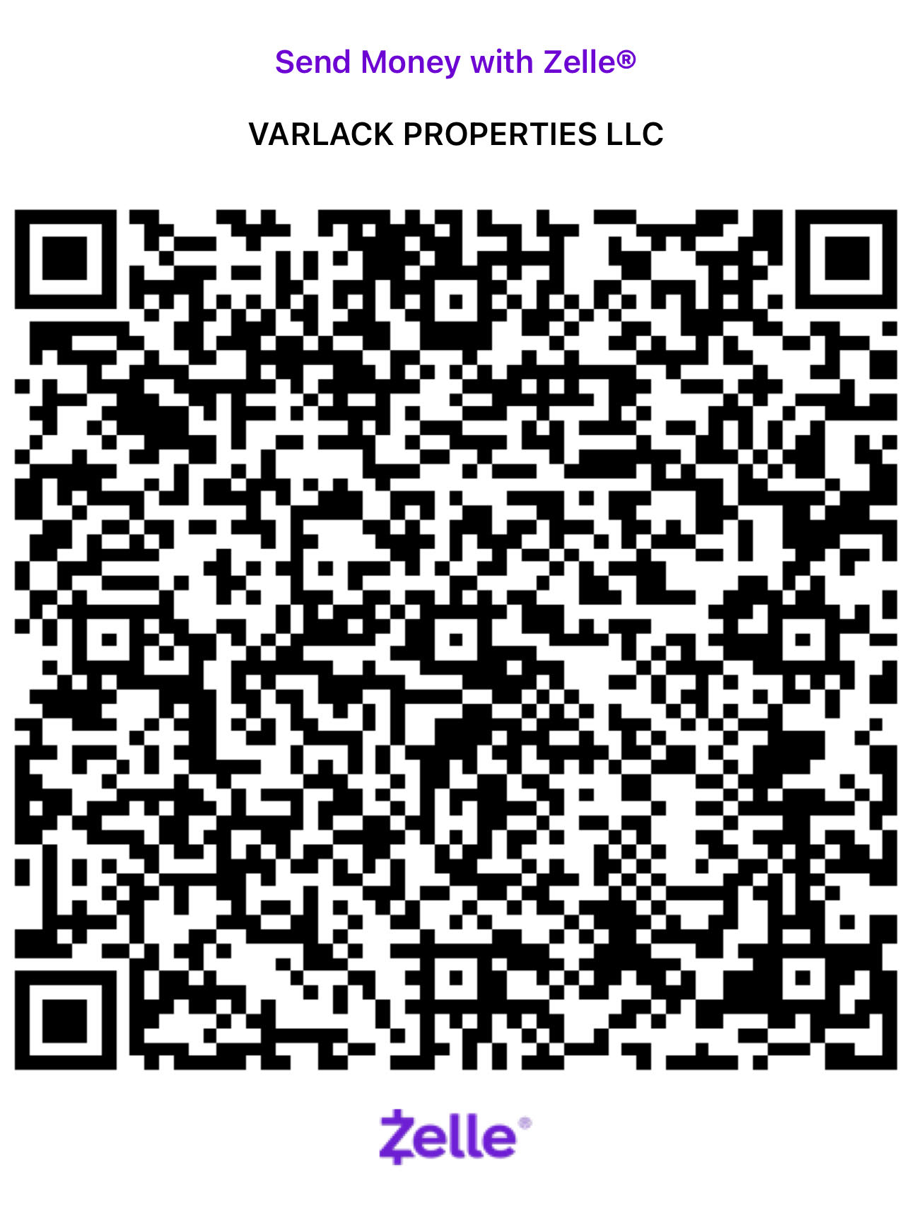 Zelle QR code for Safe Haven Housing Services